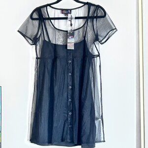 dELiA*s by Dolls Kil Black Sheer Dreams Become Reality Babydoll Dress